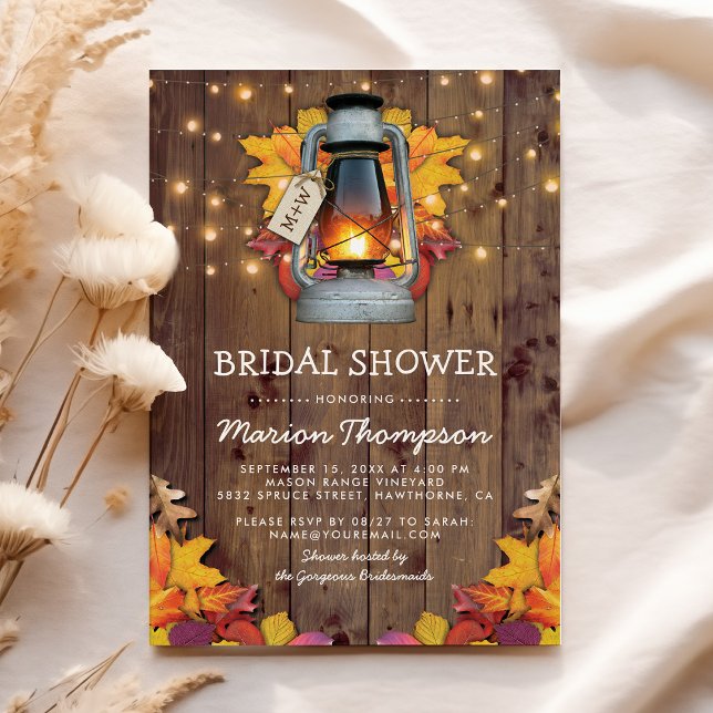 Rustic Fall String Lights Autumn Bridal Shower Invitation (Creator Uploaded)