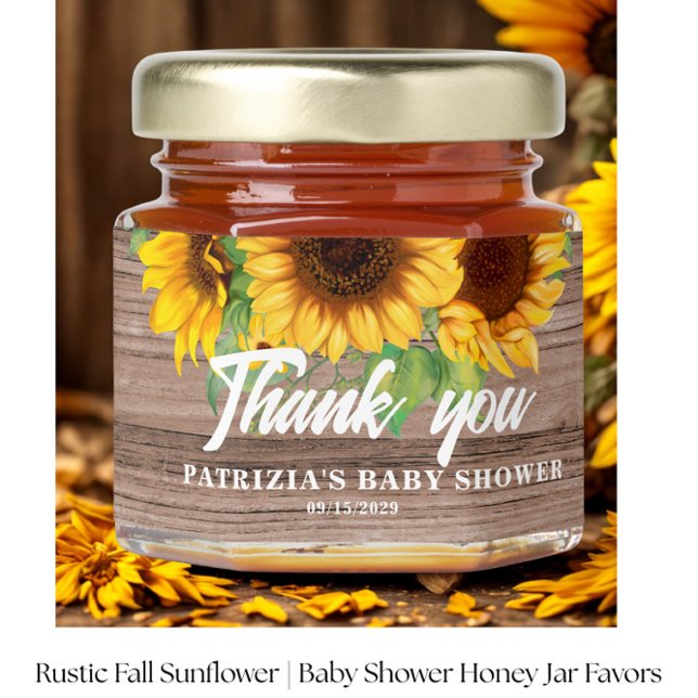 Rustic Fall Sunflower | Baby Shower Honey Jar Favors (Creator Uploaded)