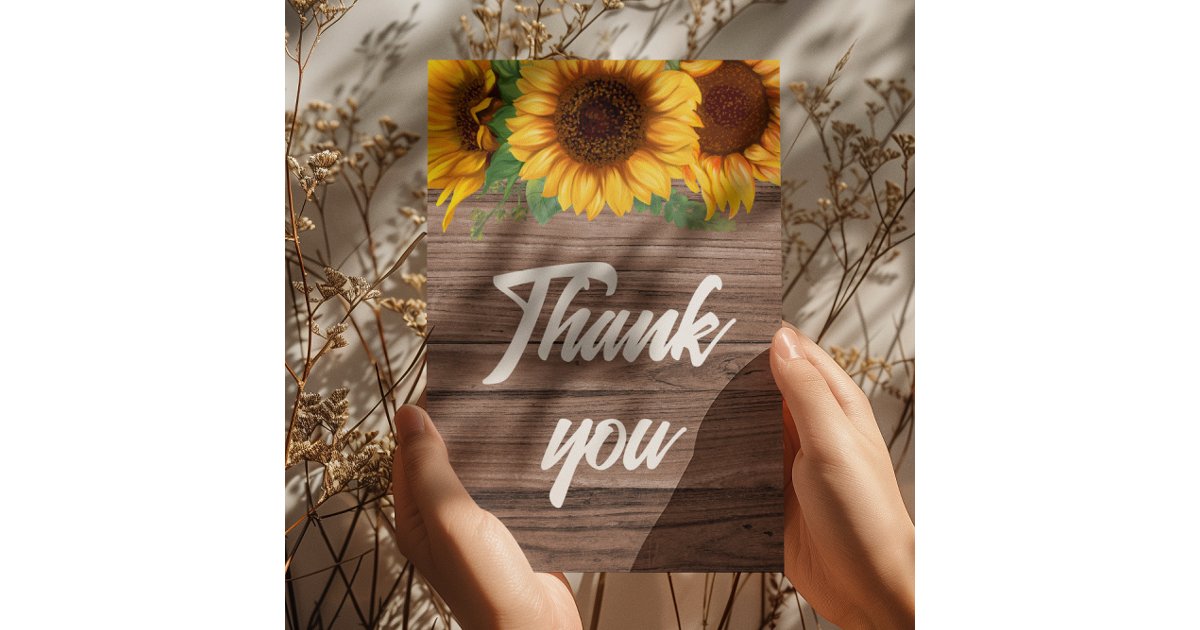 Rustic Fall Sunflower | Baby Shower Thank You Card | Zazzle