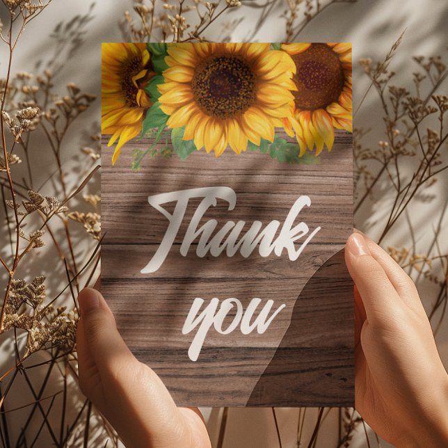 Rustic Fall Sunflower | Baby Shower  Thank You Card (Creator Uploaded)
