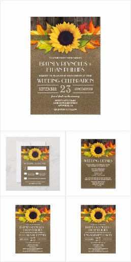 Rustic Fall Sunflower Burlap Wedding Invitations