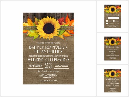 Rustic Fall Sunflower Burlap Wedding Invitations
