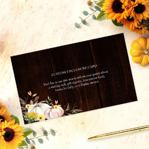 Rustic Fall Sunflower Pumpkin Wedding Details Enclosure Card