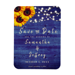 Rustic Fall Sunflower Wedding Blue Save the Date Magnet