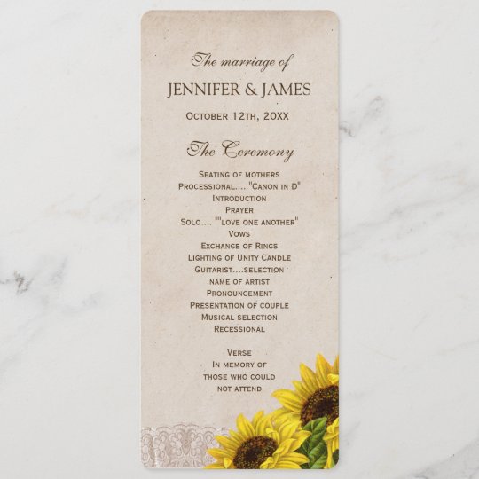 Rustic Fall Sunflower Wedding Program Zazzle Com