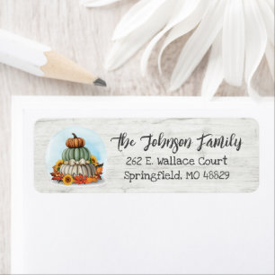 Rustic Fall Sunflowers & Pumpkins Return Address Label
