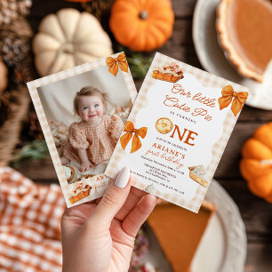 Rustic Fall Sweet Cutie Pie 1st birthday Photo Invitation