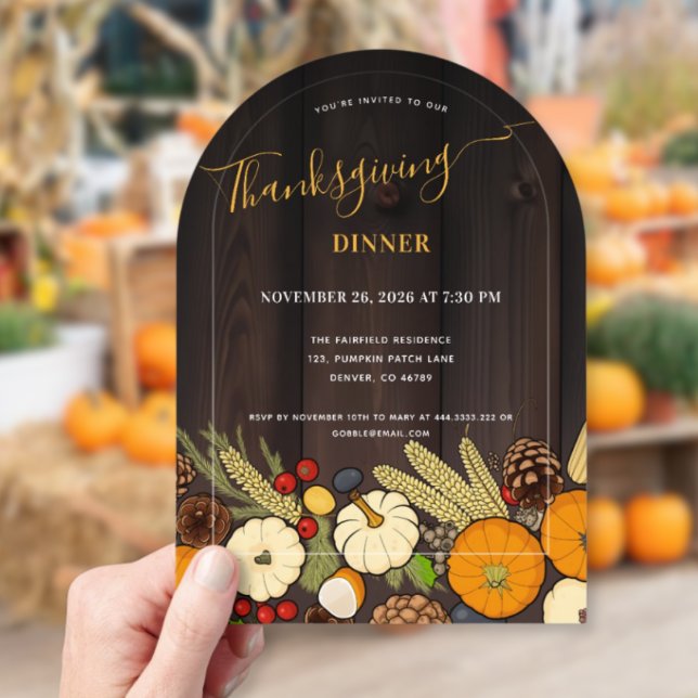 Rustic Fall Table Thanksgiving Dinner Acrylic Invitations (Creator Uploaded)