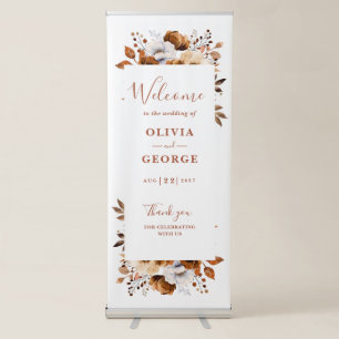 Rustic Fall Terracotta Floral Wedding Welcome Retractable Banner