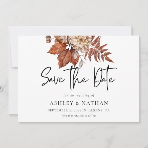 Rustic Fall Terracotta Florals QR Code Wedding   S Save The Date