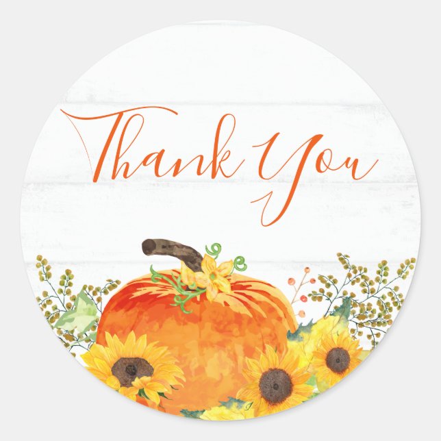 Rustic Fall Thank You Classic Round Sticker (Front)