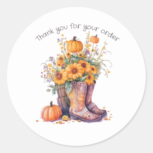 Rustic Fall Thank You For Your Order Classic Round Sticker
