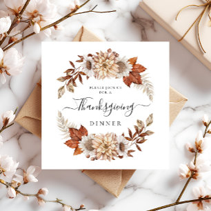 Rustic Fall Thanksgiving Dinner Square Invitation