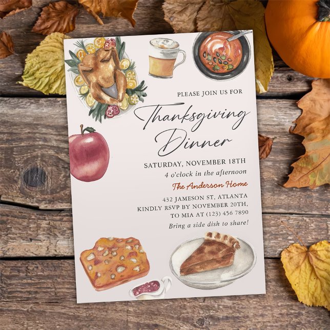 Rustic Fall Thanksgiving Dinner Turkey Invitation (Creator Uploaded)