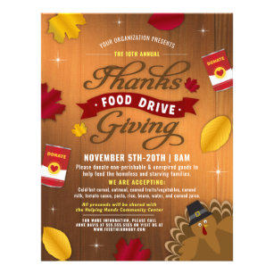 Rustic Fall Thanksgiving Food Drive Fundraiser Flyer
