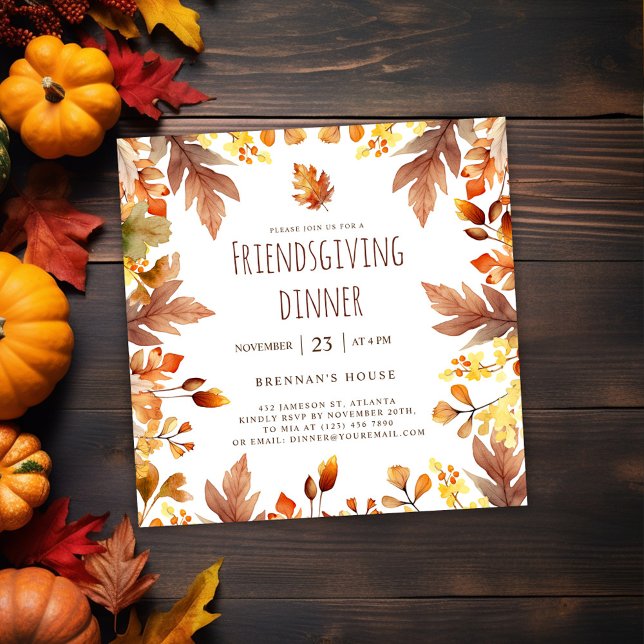 Rustic Fall Thanksgiving Friendsgiving Dinner Invitation (Fall Elegant Friendsgiving Dinner Invitation)