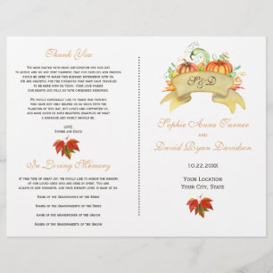 Rustic Fall Thanksgiving Pumpkins Wedding Program Flyer