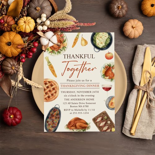 Rustic Fall Thanksgiving Turkey Dinner Invitation