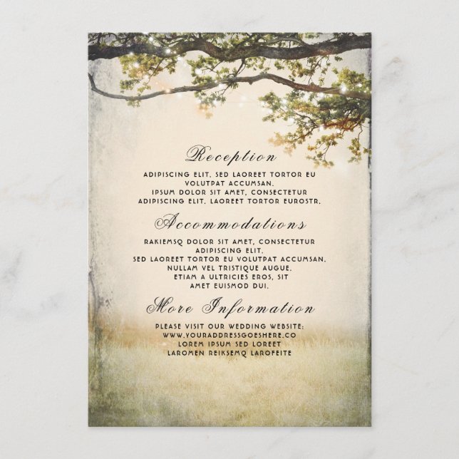 Rustic Fall Tree Branches Wedding Details Enclosure Card (Front)