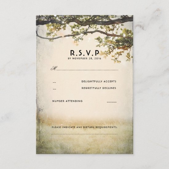 Rustic Fall Tree Branches Wedding RSVP Cards