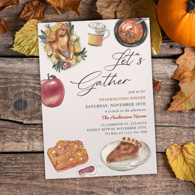 Rustic Fall Turkey Thanksgiving Dinner Invitation (Creator Uploaded)