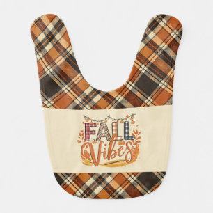 Rustic Fall Vibes Burnt Orange Plaid Print Autumn Baby Bib