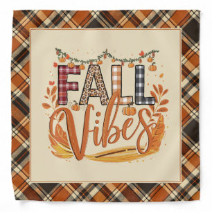 Rustic Fall Vibes Burnt Orange Plaid Print Autumn Bandana