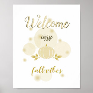 rustic fall vibes neutral pumpkin  poster