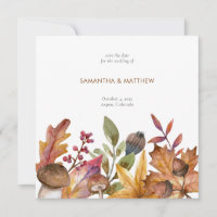 Wooden Save the Date Magnet Cards, Unique Save the Date Cards, Coloured Card  Rustic Save the Dates, Foliage Botanical Cards 
