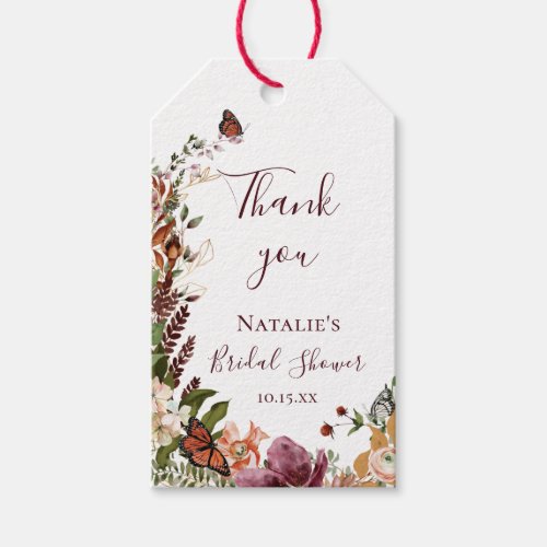 Rustic Fall Watercolor Bridal Shower Thank You Gift Tags