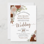 Rustic Fall Watercolor Floral Rust Orange Wedding Invitation (Front)