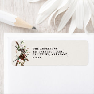 Rustic fall watercolor floral wedding label