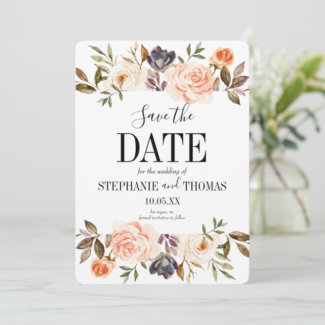 Rustic Fall Watercolor Save the Date Invitation (Standing Front)