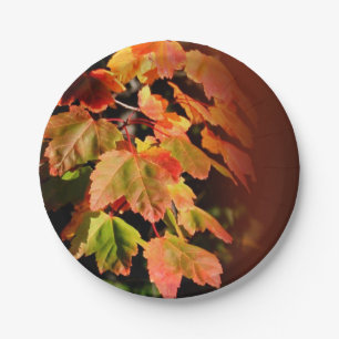 Rustic Fall Wedding Autumn Foliage Photo Leaves Paper Plates