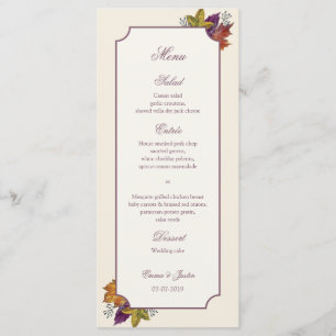 Rustic Fall Wedding Autumn Leaves Rackcard Menu