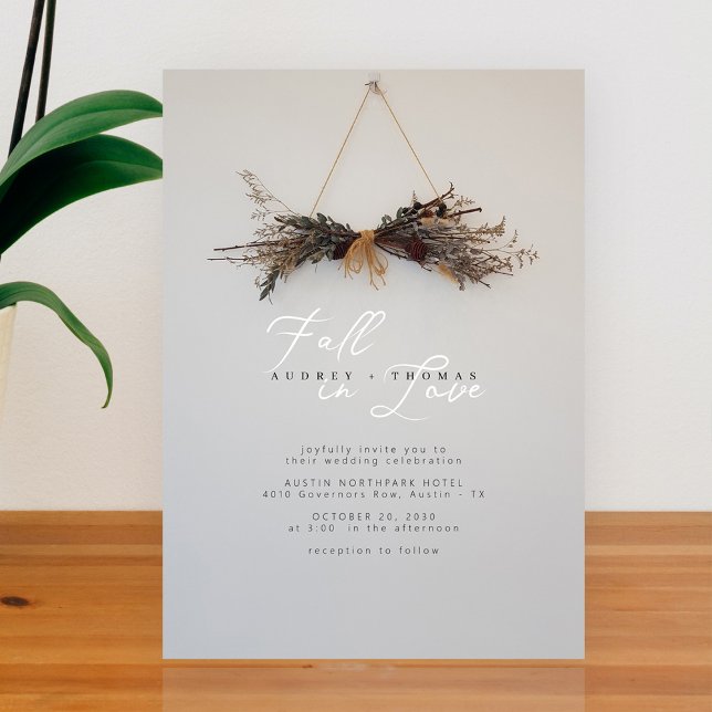 Rustic Fall Wedding Invitation with Dried Flower (Rustic Fall Wedding with Dried Flower Accents Invitation)