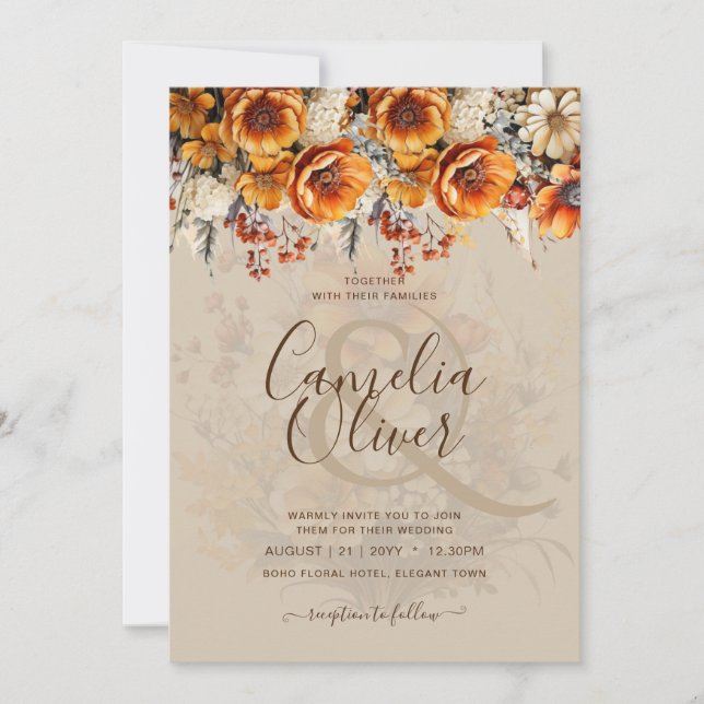 Rustic Fall Wedding Invitations (Front)