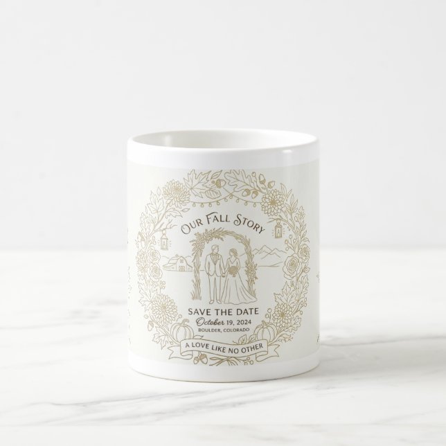Rustic Fall Wedding Line Art | Custom Keepsake Mug (Center)