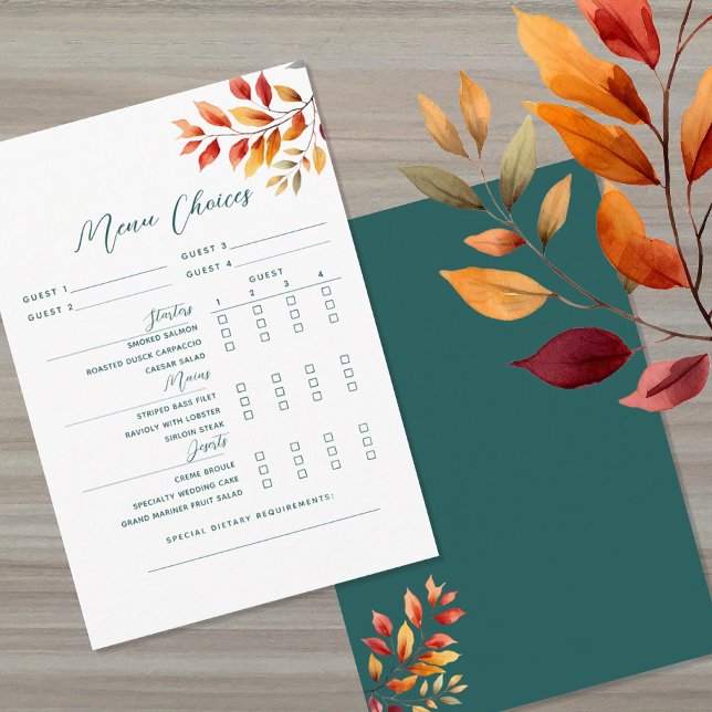 Rustic Fall Wedding Menu Choice Card (Creator Uploaded)