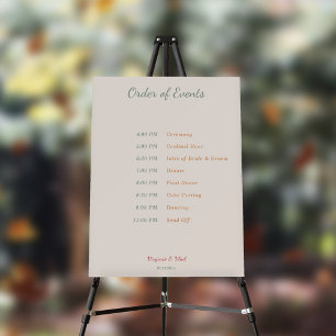 Rustic & Fall Wedding Order of Events Foam Board