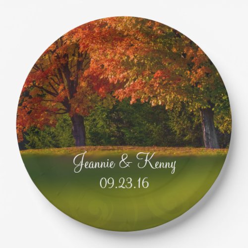 Rustic Fall Wedding Personalizable Names Date Paper Plates