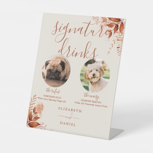 Rustic Fall Wedding Pet Dog Signature Drinks Pedestal Sign