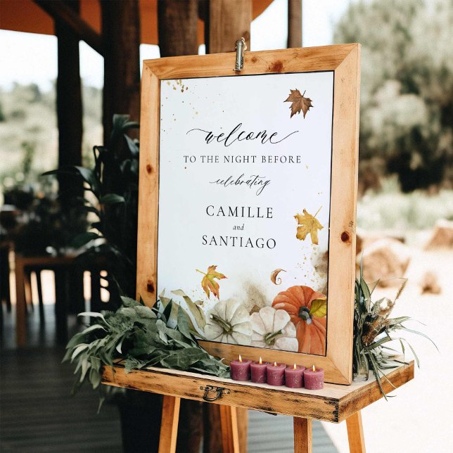 Rustic Fall Wedding Rehearsal Welcome Sign (Rustic Fall The Night Before Wedding Welcome Sign)