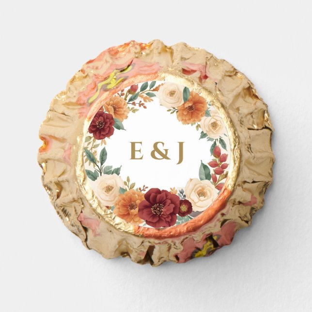 Rustic Fall Wedding Round Candy Favors (Front)