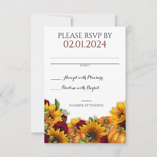 Rustic Fall Wedding RSVP Card