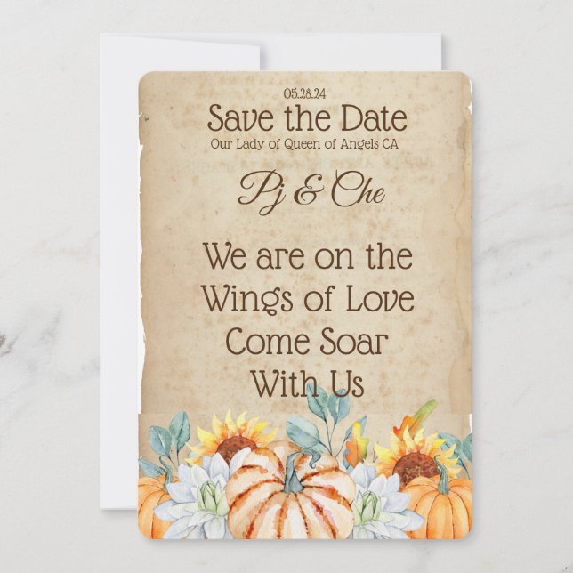 Rustic Fall Wedding  Save The Date (Front)