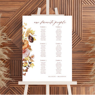 Rustic Fall Wedding Seating Chart Sign 6 Tables