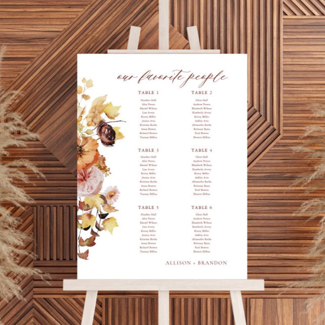 Rustic Fall Wedding Seating Chart Sign 6 Tables (Creator Uploaded)