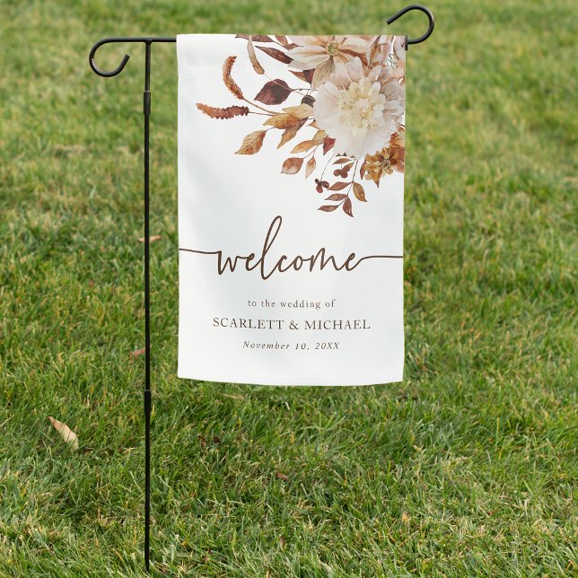 Rustic Fall Wedding Welcome Flag (Rustic Fall Floral Wedding Welcome Flag by Painted Paperie
)