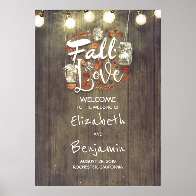 Rustic Fall Wedding Welcome Sign (Front)